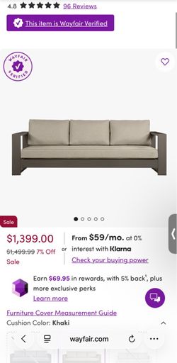 Outdoor Aluminum Sofa with Optional 27.56" Ottoman