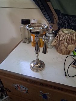Godinger silver plated candle stick holder with snuffer