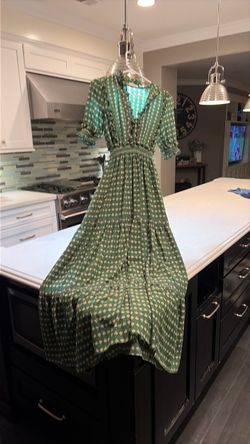 Green Floral Print Maxi Dress