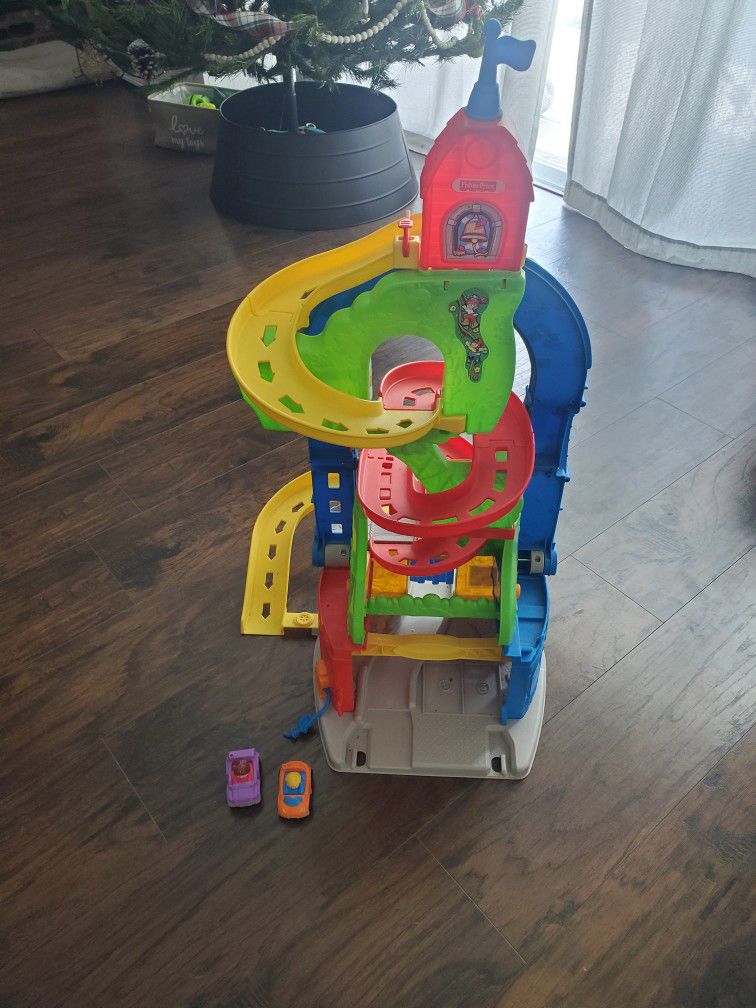 Car Track, Fisher-Price Little People Toddler Race Track Playset Sit ‘n Stand Skyway
