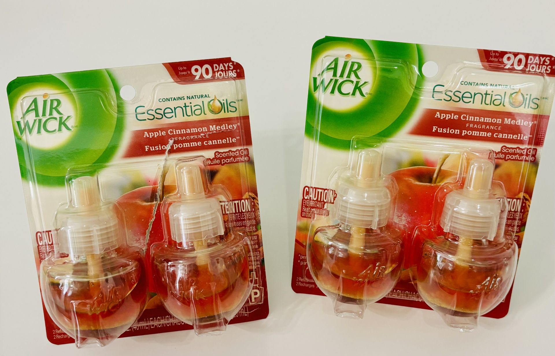 Air Wick Apple Cinnamon Medley Scented Essential Oil Refills Two Twin Packs