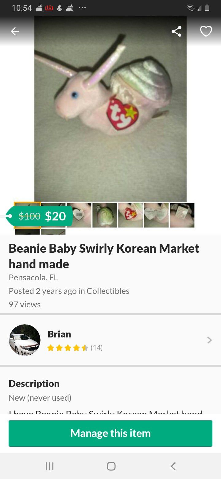 Beanie Baby Swirly Korean Market hand made