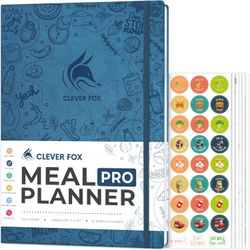 Clever Fox Meal Planner PRO Weekly Meal Prep Grocery List Weight Loss Tracker 12 Months 7x10 Mystic Blue