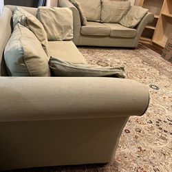 Sofa Set: 6’ And 8’ Saw Green Sofas. 