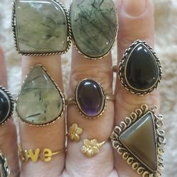.925 Silver Rings Real Stones 30 Each Or All For 200!