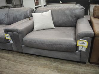 Gray Leather Oversized Chair-and-a-Half - Toscano Medici