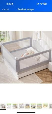 omzer King Bed Rail for Toddlers - Foldable Baby Bed Rail Guard with Child Lock Height Adjustable Be