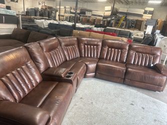 Big sectional sofa Leather electric recliner