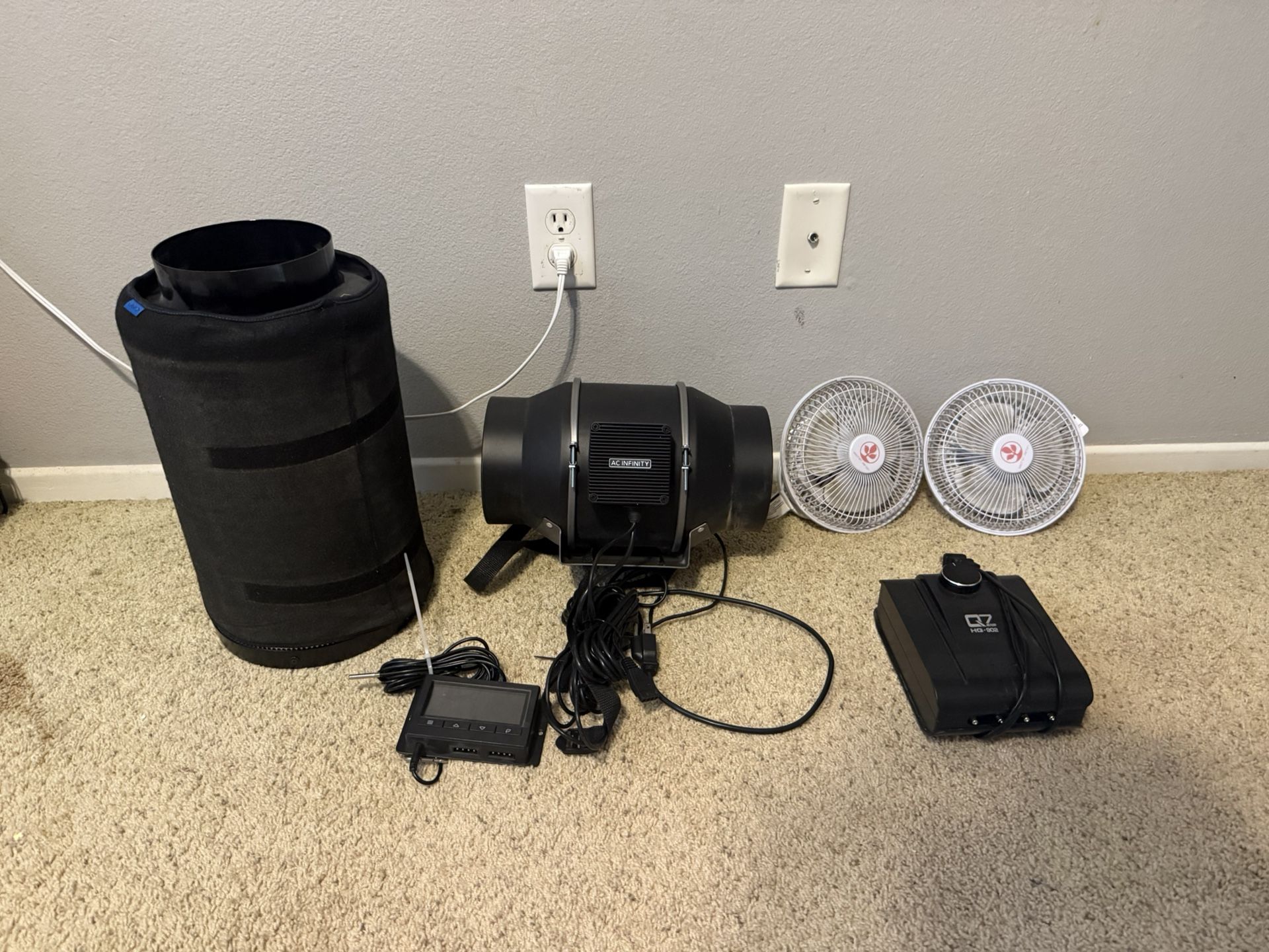 AC Infinity Inline Fan Setup + Carbon Filter + Controllers + Accessories 