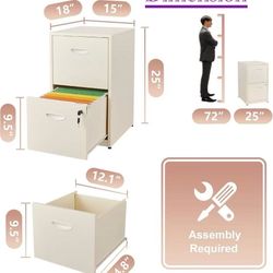 🥨2 Drawer File Cabinet with Lock, Locked Filing Cabinets for Office, Small File Cabinets for Under Desk, Metal Files Cabinet for Hanging Letter 