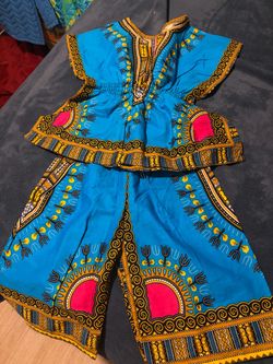 Kids African Dashiki Print Two-Piece Set