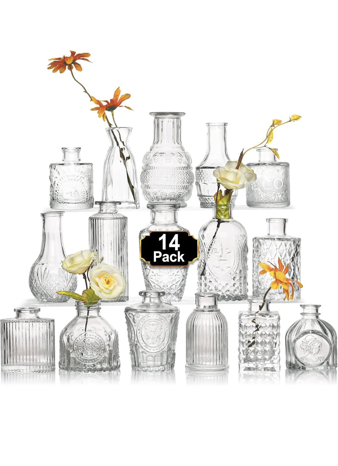 Mini Vases for Flowers, Small Vintage Glass Vase