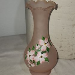 Fenton Custard Glass Bud Vase Hand Painted Small 6" Flower Floral Pink