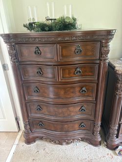 Ornate Wood Chest of Drawers