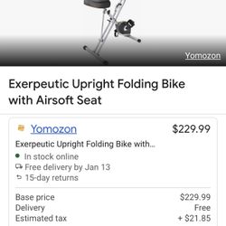 Exerpeutic upright folding bike deals with airsoft seat