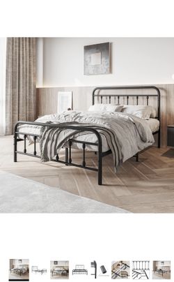 Queen Black Metal Frame Bed