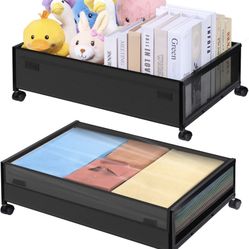 2 pack Under Bed Storage with Wheels, Under Bed Shoe Storage Containers, Upgraded Bedroom Rolling Drawers Shoe Organizer, Underbed Large Storage Cart 