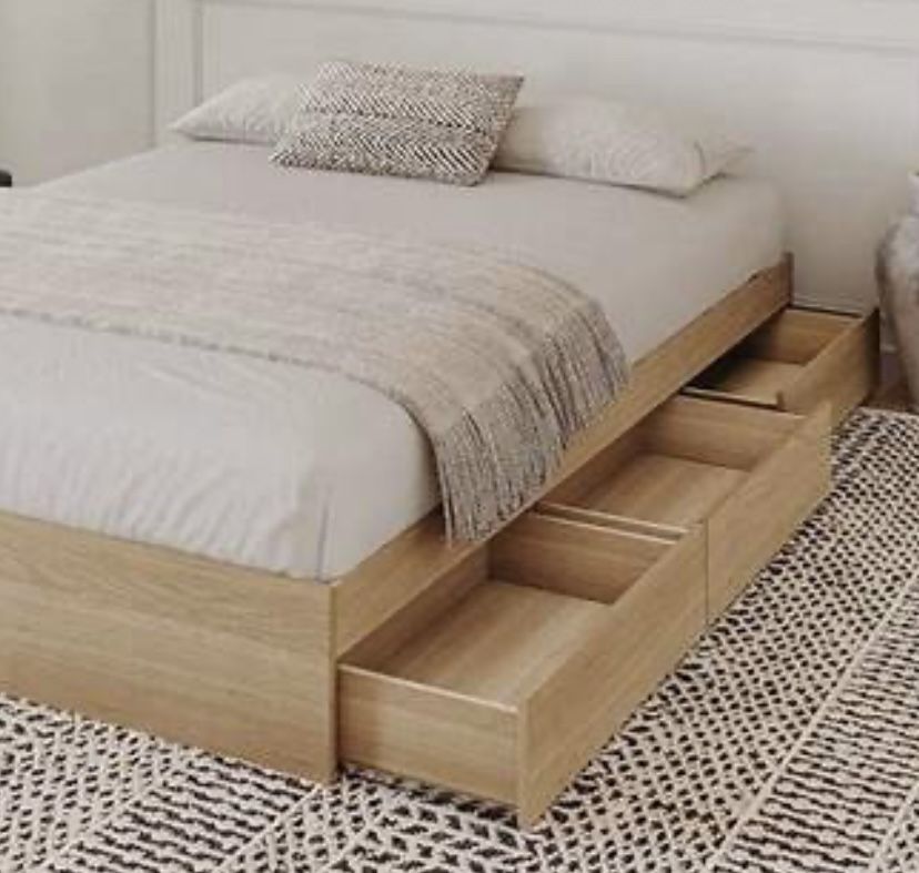 Twin Wood Platform Bed Frame - 3 Storage Drawers