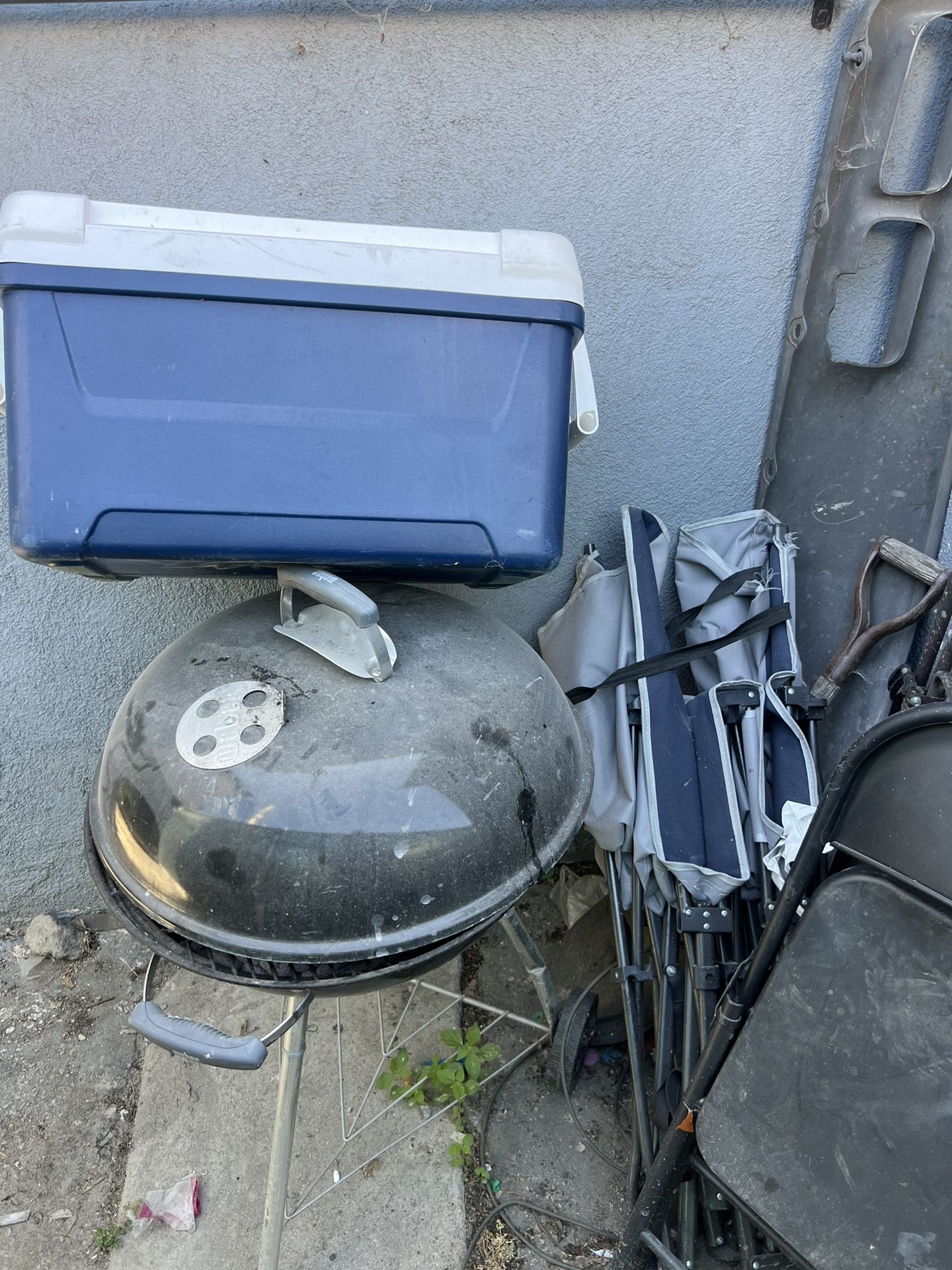 Bbq Grill, Cooler, Chair And Camping Cot