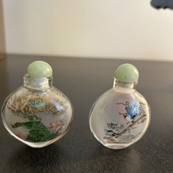 Miniature Antique Hand Painted Perfume Bottles