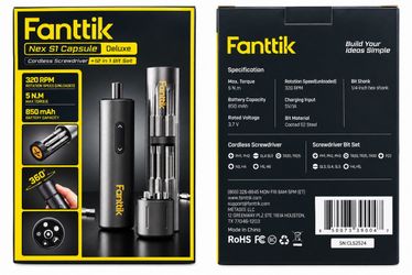 Fanttik Nex S1 Capsule Deluxe Cordless Electric Screwdriver + 12-in-1 Bit Set NEW AND SEALED