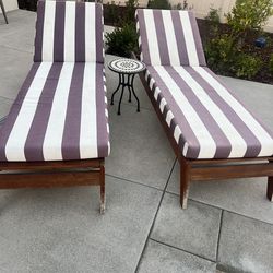 Outdoor chaise lounge chair with striped cushion (set of 2) Crate&Barr