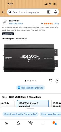 Skar bass amp 1200 watts