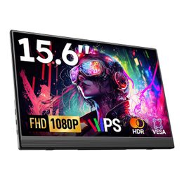 Portable Monitor, 15.6" FHD 1080P Travel Portable Monitor for Laptops, Ultra-Slim External Portable Screen for Laptop with Kickstand, Screen Extender 