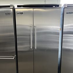 Viking 48”Wide Stainless Steel Built In Side By Side Refrigerator 