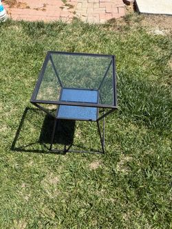 Black Metal & Glass Side Table