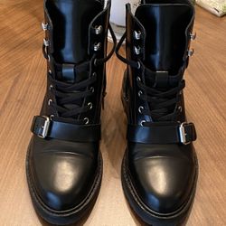 AllSaints Donita Leather Combat Boots| Size EU 37 | Black