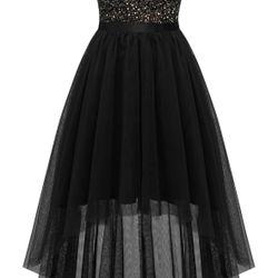 Sequin High Low Black Dress