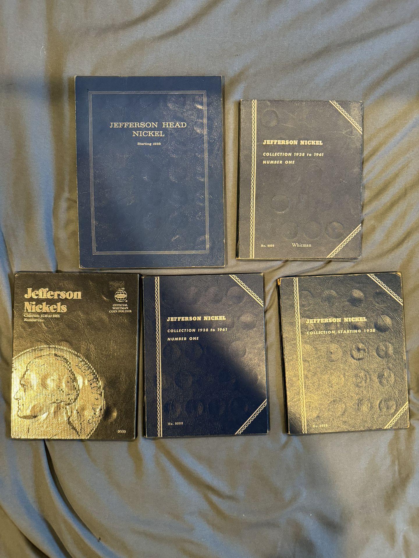 5 Partially Filled Jefferson Nickel Coin Albums From 1938 To 1960s 