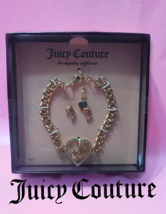 Juicy Couture Heart Bracelet and Earrings Set 