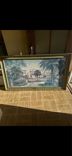 Vintage E.F.Karger Seville Framed Oil Painting with Gallery Plaque