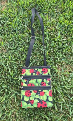 #6233 Ladybug Print Small Crossbody Bag - Rectangular