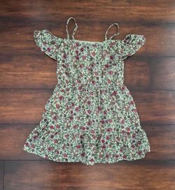 Little Girls Clothes Floral Off The Shoulder Sage Dress With Straps Size 4T