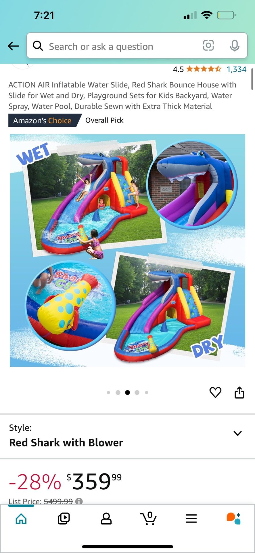 Air Inflatable Water Slide,red Shark