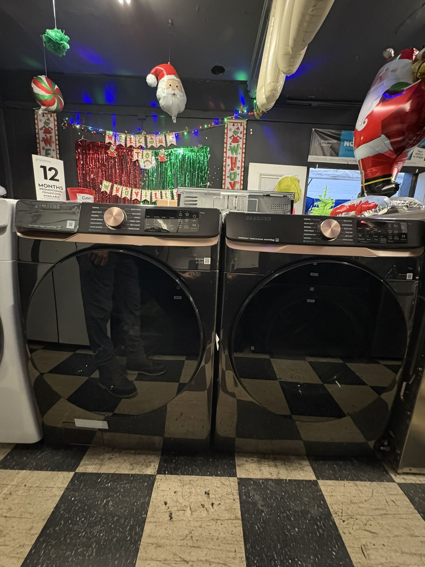 Samsung Front Load Washer And Dryer Set In Black With Rose Gold