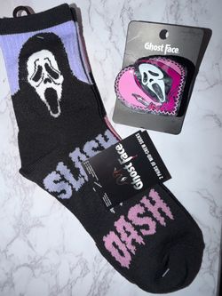 Ghost Face Scream Socks and Enamel Pin Set