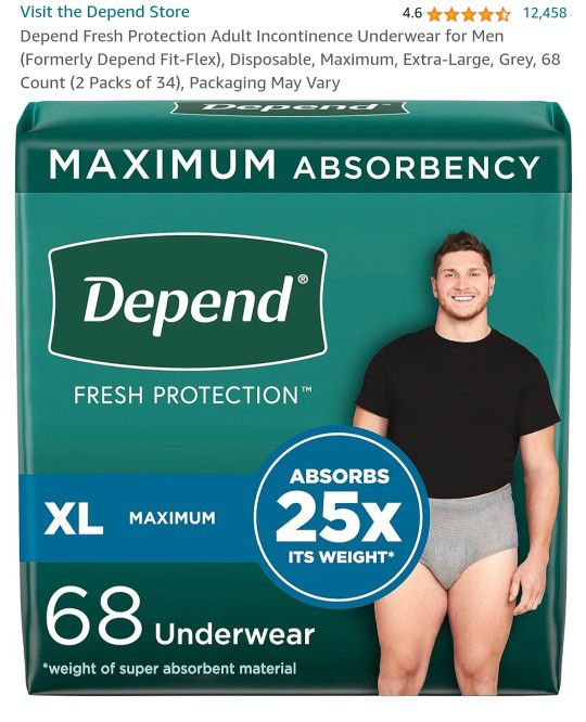 XL mens Adult Diapers 68 Count 