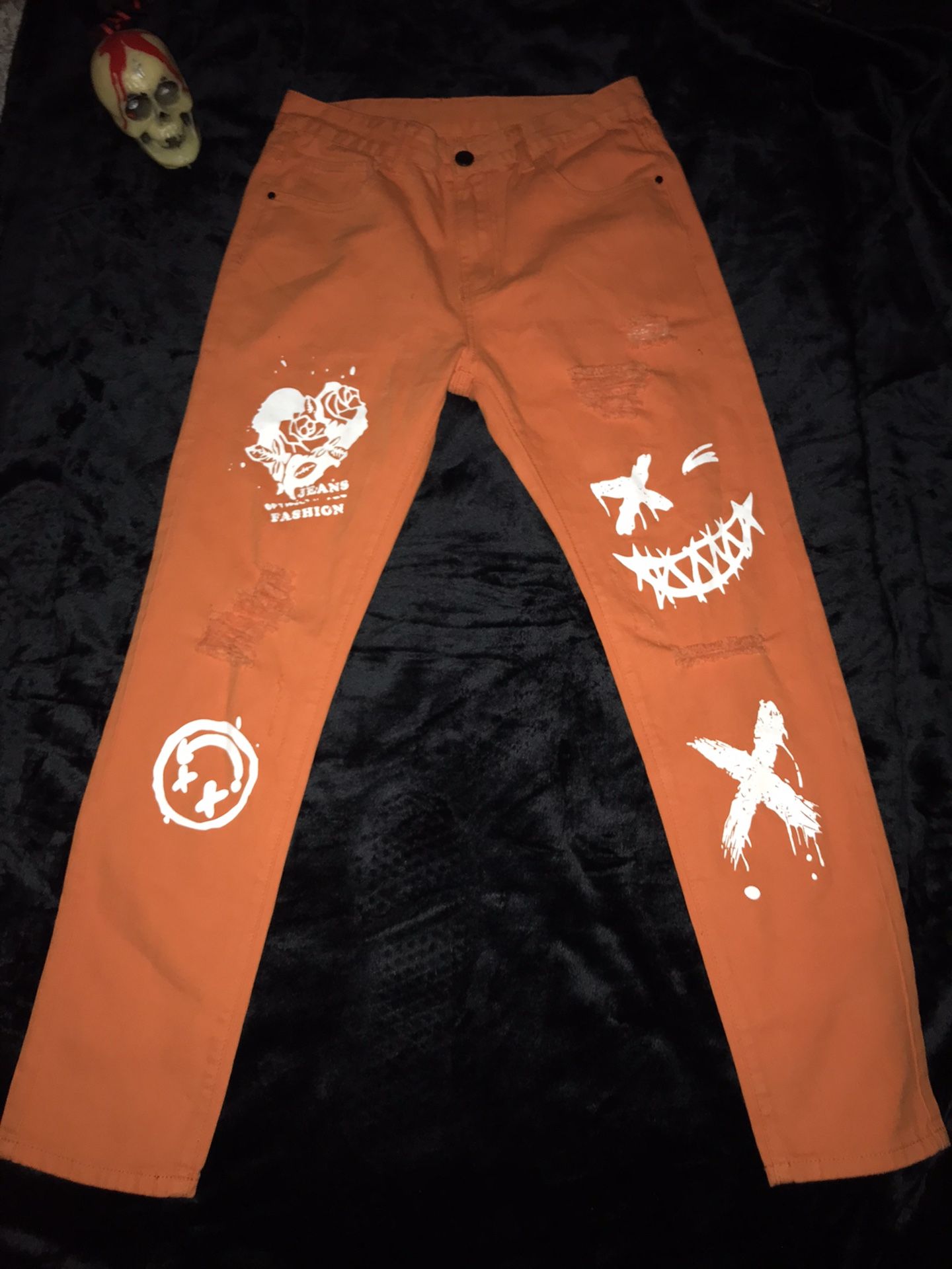 Custom Orange Skinny Jeans