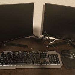 Dual Monitor, RGB Keyboard And Mouse