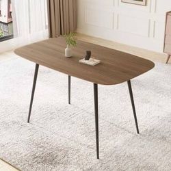 NEW IN BOX - Kitchen & Dining Room Tables, Dinner Table for 4-6,MDF Wood Dining Table with Metal Legs for Living Room & Dining Room (Walnut Color