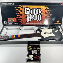 Red Octane Guitar Hero #PSLGH PlayStation 2 with Box and Sticker Set Tested