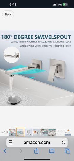 Wall Mount Bathroom Faucet Wall Mounted Bathtub Faucet Single Handle Tub Filler with Rotating Nickel A32N