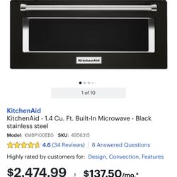 New Kitchen Aid  Wall Microwave (black Stainless 