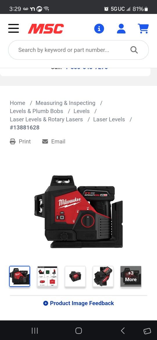 Milwaukee 3 point 360 Lazer