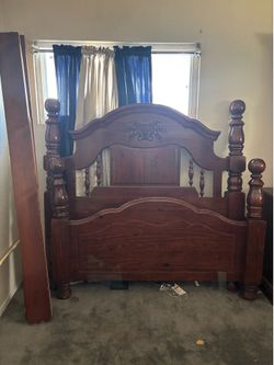 Bed frame, night stand, dresser and mirror