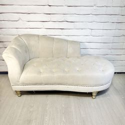 Tufted Cream Tan Chaise Lounge Fainting Couch